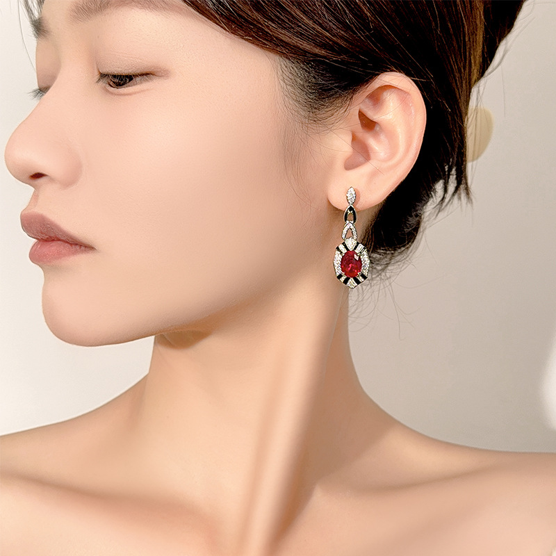 Women Jewelry Accessories For Black Dress - Orecchini Pendenti Art Déco con Smeraldo,