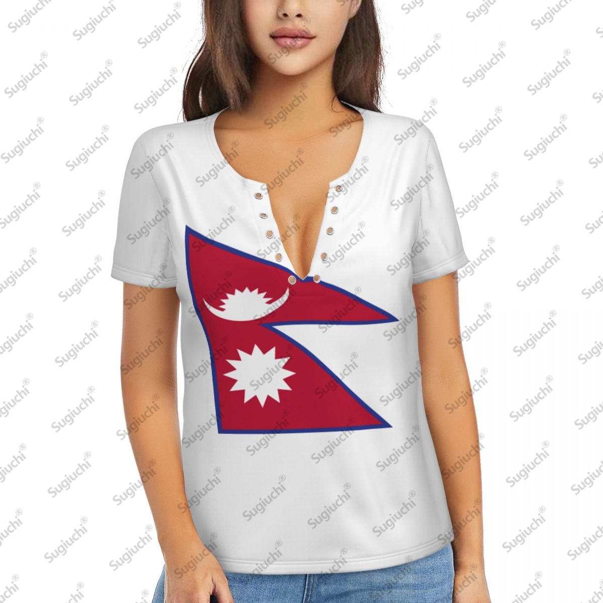Women Accessories Nepal - 2025 Nepal Bandiera Sexy Profondo Scollo