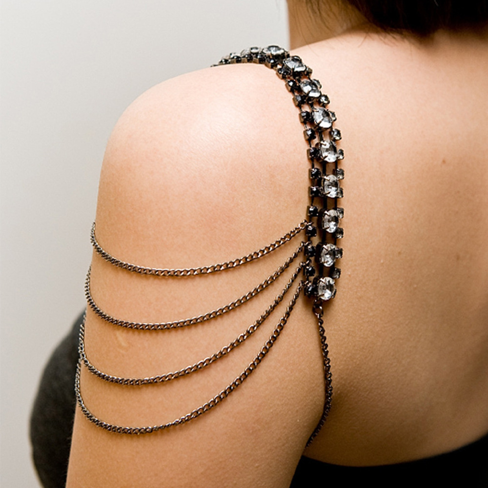 Women Jewelry Accessories For Black Dress - Stonefans tracolla a strati nera di