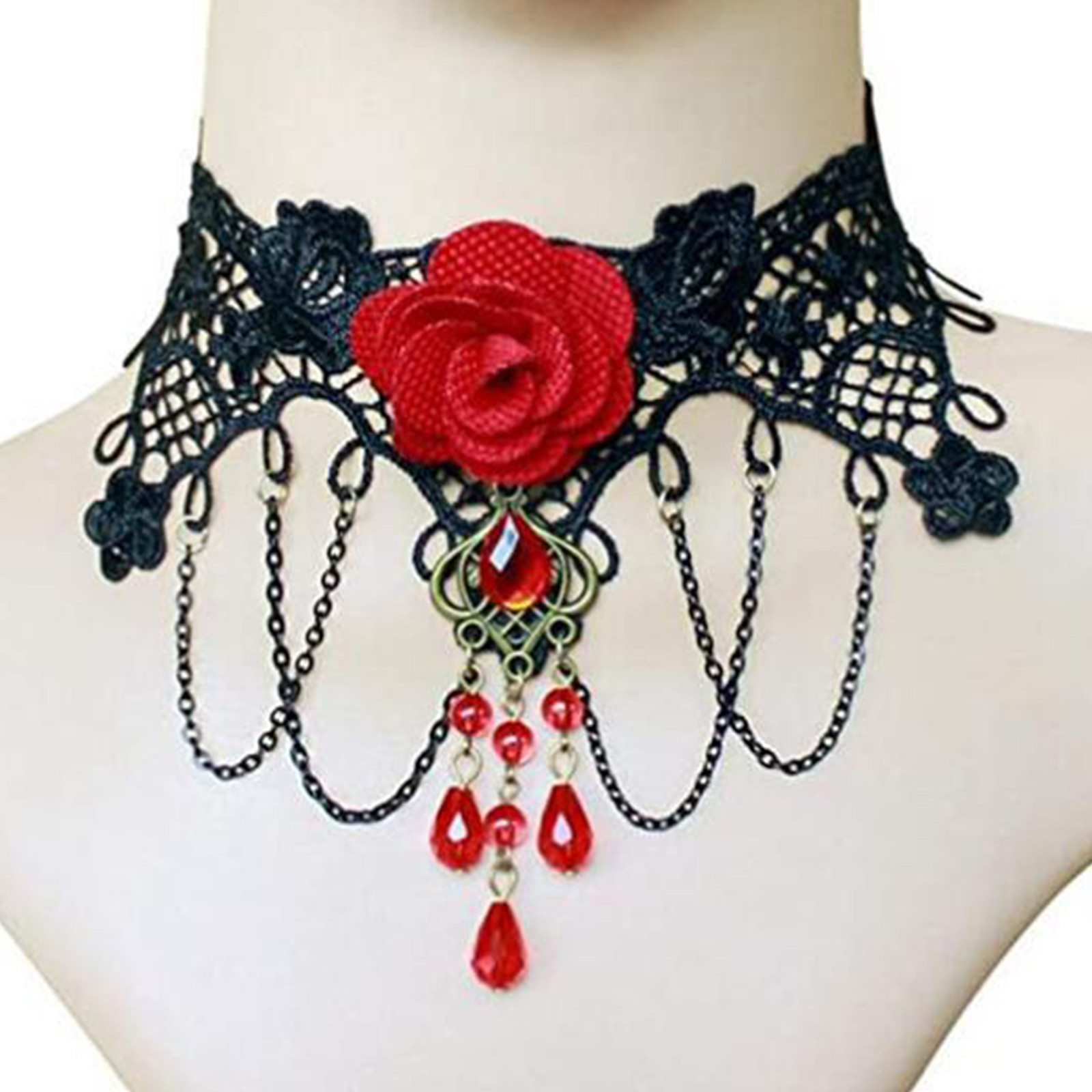 Women Jewelry Accessories For Black Dress - Collana Girocollo Gotica Nera con Pizzo