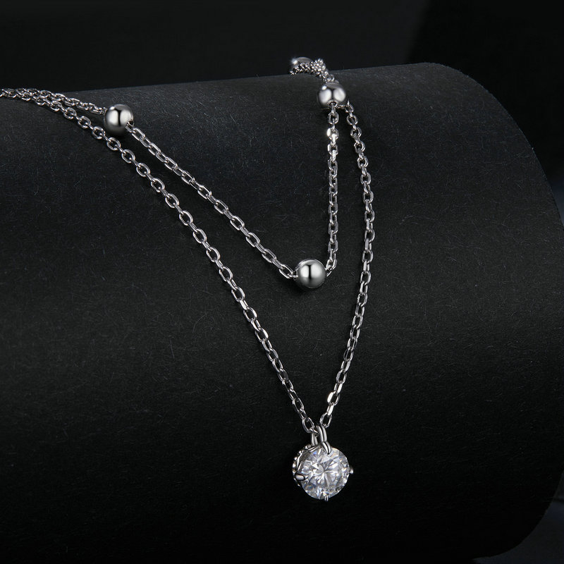 Layered Necklace Set - Bamoer U Collana con moissanite da